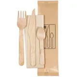 Duni Messer, Gabel, Löffel, braune Serviette, 16/16,5/11 cm Natürlich, 250 Stk/Krt (250 x 1 Stk)