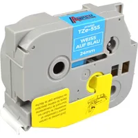 Ampertec P-Touch Band kompatibel zu TZe-555 weiß auf blau