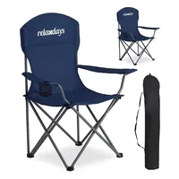 Relaxdays Campingstuhl 2er Set Blau/Silber