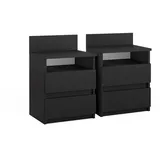 Vicco Nachttisch Monty, 39.6 x 59.1 cm, Schwarz, 2 Schubfächer