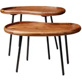 FineBuy Couchtisch Braun Sheesham 71 x 51 cm