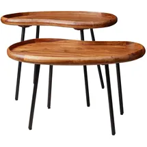 FineBuy Couchtisch Braun Sheesham 71 x 51 cm