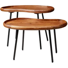 FineBuy Couchtisch Braun Sheesham 71 x 51 cm