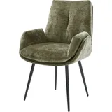 DeLife Esszimmerstuhl Clea-Flex Chenille Olive 4-Fuß konisch Schwarz - Grün