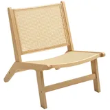 REDOM Relaxsessel 64x70x74 cm Lesesessel Relaxsessel Holzrahmen Rattan Stuhl Natur (1-St., Schlafzimmer Stuhl aus Naturholz mit Rattan Rückenlehne), Wohnzimmer Sessel ohne Armlehnen für gemütliche Bereiche beige