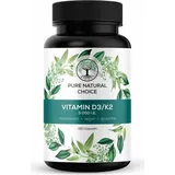 PURE NATURAL CHOICE | Vitamin D3 + K2 Depot: 5000 IE, 180 Kapseln – Spitzenqualität mit K2VITAL®, 99,7+% All-Trans K2-MK7 – Hochdosiertes Vit...