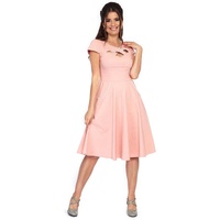 Voodoo Vixen A-Linien-Kleid Criss Cross Rosa Kontrast Piping Vintage Rockabilly Retro rosa XL