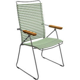 HOUE CLICK Dining Sessel mit verstellbarer Rückenlehne/Bambusarmlehne Stahlgestell Dusty green