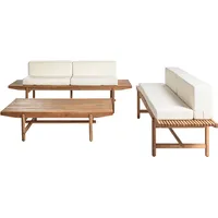 Beliani Lounge-Set, Hellbraun, Weiß, Holz, Loungemöbel, Loungemöbel-Sets