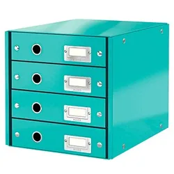 LEITZ Schubladenbox Click & Store  eisblau 60490051, DIN A4 mit 4 Schubladen