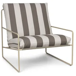Ferm Living - Desert Stripe Outdoor Sessel, cashmere / chocolate