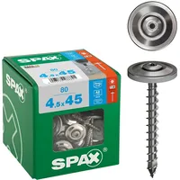 SPAX 4587000450456 Spenglerschraube 4,5 x 45 mm T-STAR plus T20, 4CUT, Edelstahl A2 Dichtscheibe 15mm -