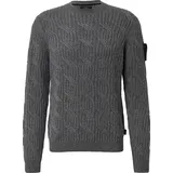 s.Oliver Strickpullover aus 100% Wolle mit Zopfmuster und Ärmel-Patch - grau - XXL