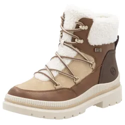 Winterboots, Blockabsatz, Winterboots, Outdoorschuh mit Ösen und Kontrastbesätzen, Gr. 45, nussbraun kombiniert, , 16601643-45