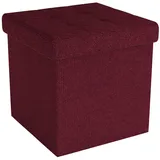 Intirilife Sitzwürfel Faltbar Leinen 30 x 30 x 30 cm Kirschrot