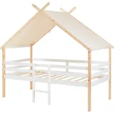 [en.casa] Hausbett Surnadal 90x200 cm Kiefernholz Weiß/Natur
