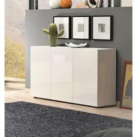 INOSIGN »MISTER, Sideboard,Kommode, Anrichte, Kredenz, mit 4 geräumigen Fächern« Kommode, komplett Hochglanz lackiert, Breite 135cm, weiß
