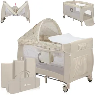 lionelo Sven Plus 4 in 1 Baby Bett Laufstall Baby ab Geburt bis 15 kg Wickelauflage Moskitonetz luftige Seitenwände mit Seiteneingang Tragetasche zusammenklappbar