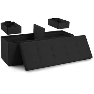 Blumtal Sitzbank mit Stauraum + 2 extra Boxen - Truhenbank mit Stauraum 110x38x38 cm - Sitztruhe mit Stauraum - Bequemer Hocker mit Stauraum - Sitzbox mit Stauraum - Couch Hocker - Sitzbox in Schwarz