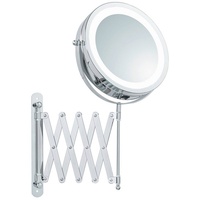 Libaro Kosmetikspiegel Melfi, LED Vergrößerungsspiegel 1x / 5x Scherenspiegel schwenkbar Wandmontage silberfarben