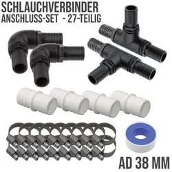 38 mm Pool Schwimmbad Swimming Schlauch Verbinder Tülle Stutzen Set - 27-teilig