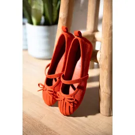aniston shoes Ballerina ANISTON SHOES, Damen, Gr. 40, orange (orange, rot), Textil, Veloursleder, Schuhe Ballerina, Riemchenballerina, Schlupfschuh, Loafer, Slipper