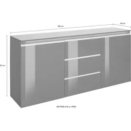 Home Affaire Magic 180 x 81 x 40 cm Weiß hochglanz lackiert