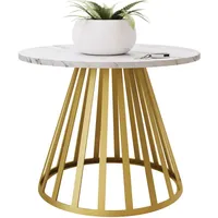 Mirjan24 Couchtisch Weiß Hochglanz, Rund,Rund, 58x45x58 cm, Wohnzimmer, Wohnzimmertische,