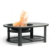 Blumfeldt Merano Circolo L Feuerschale 3-in-1 Feuerschale mit Grillrost & Tisch, robuster Stahlrahmen, Terrazzo-Tischplatte, inkl. Funkenschutz,