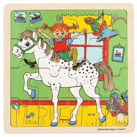 Puzzle 16 Pcs Pippi Longstocking - Square Horse Holz