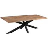 Livingfurn Esstisch, mit Baumkante braun Quadratisch | 160 cm x 76 cm x 90 cm