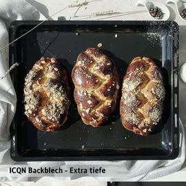 ICQN 455 x 375 mm 2er Backblech Set, 30 und 60 mm Extra Tiefe, Passend für Bosch, Siemens, Constructa, Flavel, Emailliert, Fettpfann...