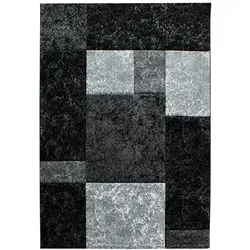 Teppich Kurzflor Karo Design Polypropylen Wohnzimmer Schwarz Läufer 80x150 | Kadima Design