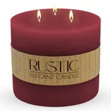 Spetebo XXL 3-Docht Kerze rund 12 x 12 cm weinrot