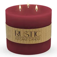 Spetebo XXL 3-Docht Kerze rund 12 x 12 cm weinrot