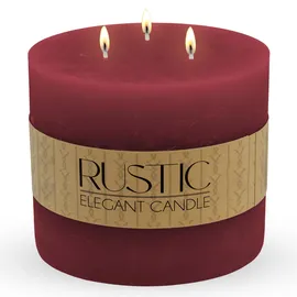 Spetebo XXL 3-Docht Kerze rund 12 x 12 cm weinrot