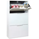Schuhkipper Weiß Hochglanz, 65x119x25 cm, FSC Mix, Garderobe, Schuhaufbewahrung, Schuhkipper