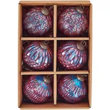 Beliani Weihnachtskugel 6er Set Glas rosa / blau Antik-Optik ASTRAL