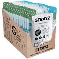 STRAYZ Bio Katzen Suppe Lachs & Rosmarin - Katzensuppe ohne Zucker und Getreide - Spendet für Straßenkatzen - 14x40g