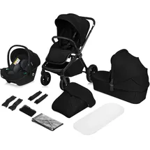 lionelo MIKA PLUS 3in1 bis 38 Monate (22kg), XXL-Verdeck mit UPF50+, 3-stufige Verstellung des Elterngriffs - Black Onyx - Schwarz