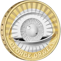 Großbritannien 2025: Silbermünze "George Orwell" - teilvergoldet