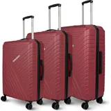 deluxe4home® 3 tlg. Hartschalenkofferset Reisekoffer Koffer & Trolley Burgunder Rot I Kofferset ABS-Hartschale mit 4 Rollen I Reisetasche Gepäck - Rot