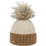 Seeberger Twotone Kaschmir Bommelmütze Strickmütze Wintermütze Damenmütze (One Size - Camel)
