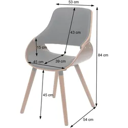 Mendler Esszimmerstuhl HWC-D23, Küchenstuhl Stuhl, Retro-Design ~ Kunstleder schwarz