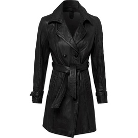 Gipsy Ledermantel GIPSY "Taresa" Gr. 42/XL, schwarz (black) Damen Mäntel Übergangsmäntel Leder-Trenchcoat mit Bindegürtel