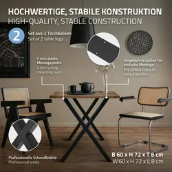 Tischbeine Tischgestell X-Design Industriedesign Tischfuß Stahl 60x72 cm Schwarz