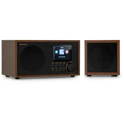 auna Silver Star Mini Two Internet DAB+/FM Radio, WiFi, BT, TWS Speaker Walnuss