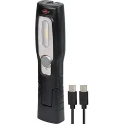 Brennenstuhl LED Akku Handleuchte HL 201 A / LED Werkstattlampe mit Akku (250 + 70lm, knickbarer Haltefuß, handliche Arbeitsleuchte mit Magnet und Haken, inklusive USB C Kabel)