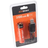 SHENZHEN ZENBON TECHNOLOGY AceBeam 18650 Li-Ion Akku mit USB-C Ladeanschluss, ARC18650H-310A, 3,7V, 3100mAh