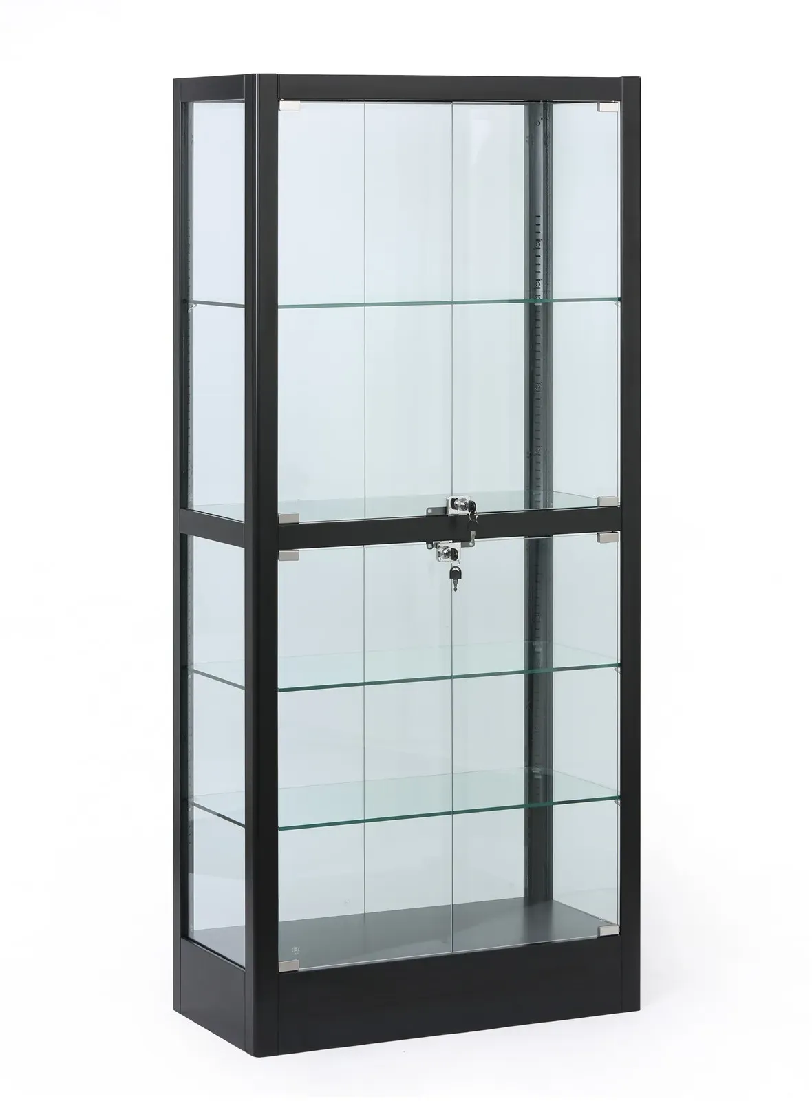 Glasvitrine, 1800 × 800 × 400 mm, schwarz